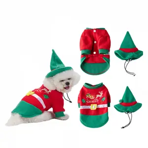 Elk themed pet birthday gifts: A festive and beautiful birthday dress with a gift box, suitable for small cats and dogs