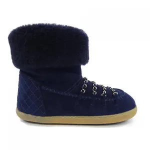 Pre-owned CHANEL Suede Small Leather Goods Shearling Kid Boots