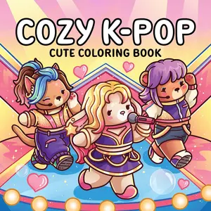Cozy K-Pop Cute Coloring Book, Drawing Book, Comfortable Design, Thick Paper, Clear Lines, Stress Relief, School Supplies, Birthday Gift