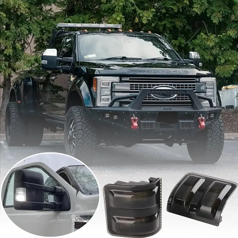 2PCS Dual Color LED Side Mirror Marker Lights, Automotive car light, Truck Pickup Car Mirror Lights | For Ford F250 F350 F450 F550 Super Duty 2008-2016 96 SMD 2835 White Running + Dynamic Amber Turn Signal IP65 Waterproof Plug & Play