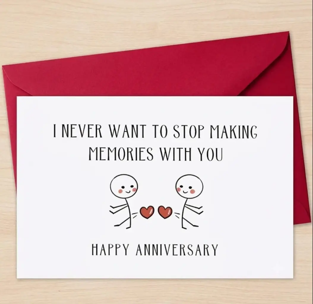 Cute Anniversary Card for Boyfriend Girlfriend | Romantic Stick Figure Love Greeting Card | Anniversary Gift for Him Her