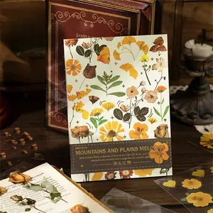 400pcs Plants Floral Scrapbook Stickers Kit, Vintage Flowers Butterfly Fall Maple Leaves,transparent Waterproof Stickers Set for Scrapbooking