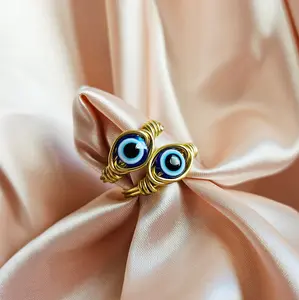 EVIL EYE | Minimalist 18K Gold Handmade Copper Wire-Wrapped Ring