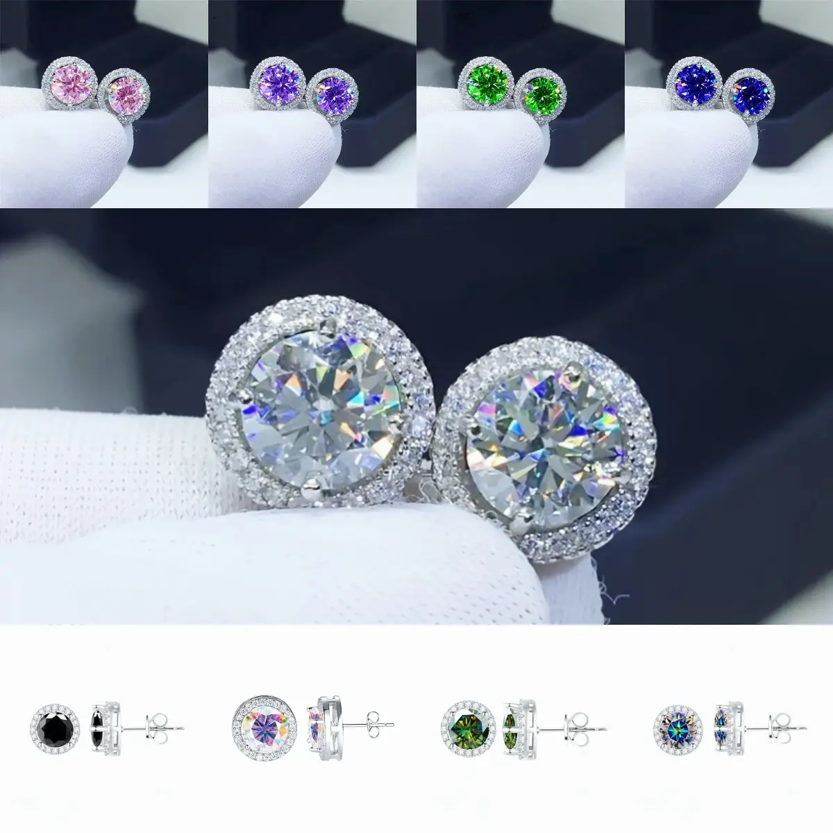 【Must be】S925 Silver Moissanite Stud Earrings: Timeless Fashion Ear Jewelry, Complete with Genuine Authenticity Certificate – Ideal Gift for Men & Tho
