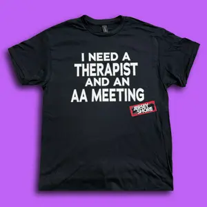 Therapist + AA Tee – Jersey Shore Edition Unisex White Cotton Menswear Black