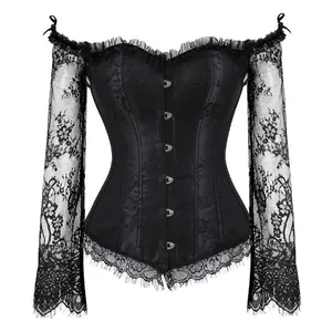 Victorian corset, lace blouse, off-the-shoulder, medieval Renaissance skirt