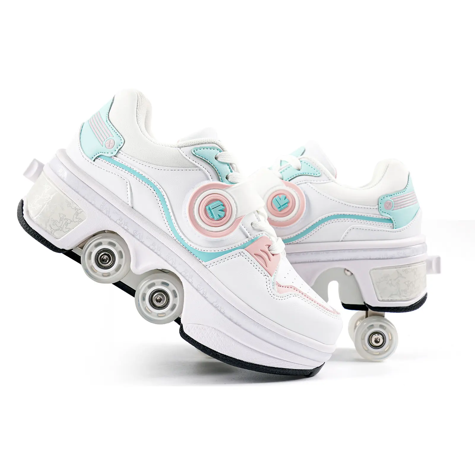 Pairobin 2-in-1 Roller Skates & Sneakers with Retractable 4 Wheels, Skating Shoes for Indoor & Outdoor