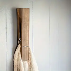 Jumbo Wooden Towel Clothespins for Bathroom, Large Wooden Clothes Clips with Spring for DIY Craft Winter Farmhouse Bathroom Laundry Room