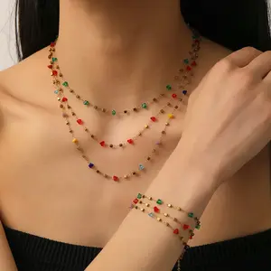 Colorful Dopamine Starry Sky Irregular Gemstone Necklace for Women – Versatile Light Luxury Collarbone Jewelry Set – Trendy New Arrival