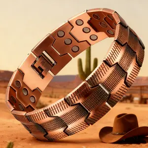 3-Row Neodymium Magnet Men's Magnetic Bracelet - Adjustable Length, Pure Copper Magnetic Jewelry, 99.9% Pure Copper Structure, Strong Magnetic Force, Ideal Christmas/Graduation/Teacher's Day Gift,Christmas & Halloween Gifts