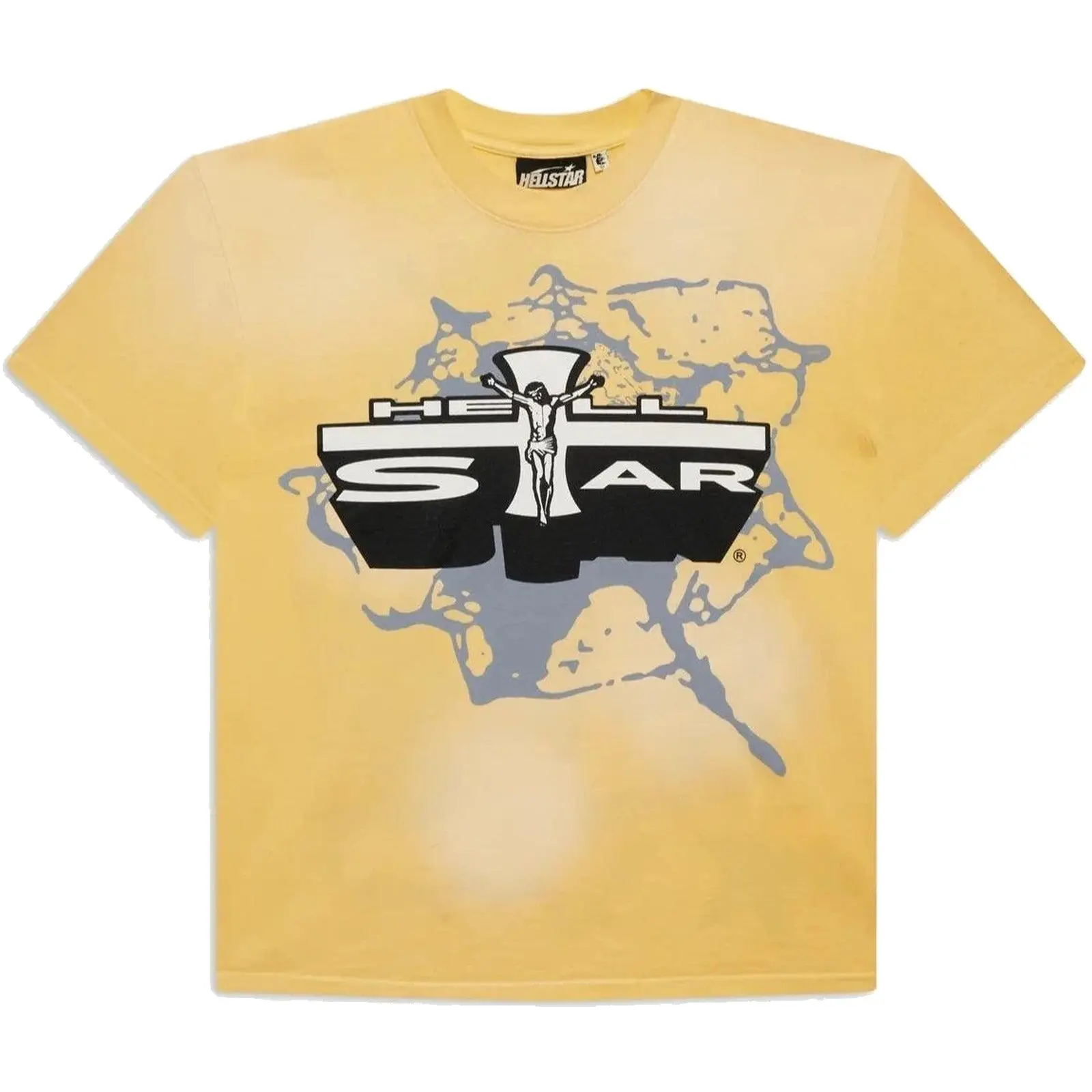 Hellstar Jesus T-Shirt Yellow, Authentic, Short Sleeve, Crew Neck, Cotton, Streetwear Tee, Casual Everyday Top