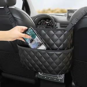 Large Capacity Car Storage Bag, Multifunctional Car Organizer, Diamond Pattern, Compact Volume, Stores Phone, Keys, Cosmetics, Keep Items Organized