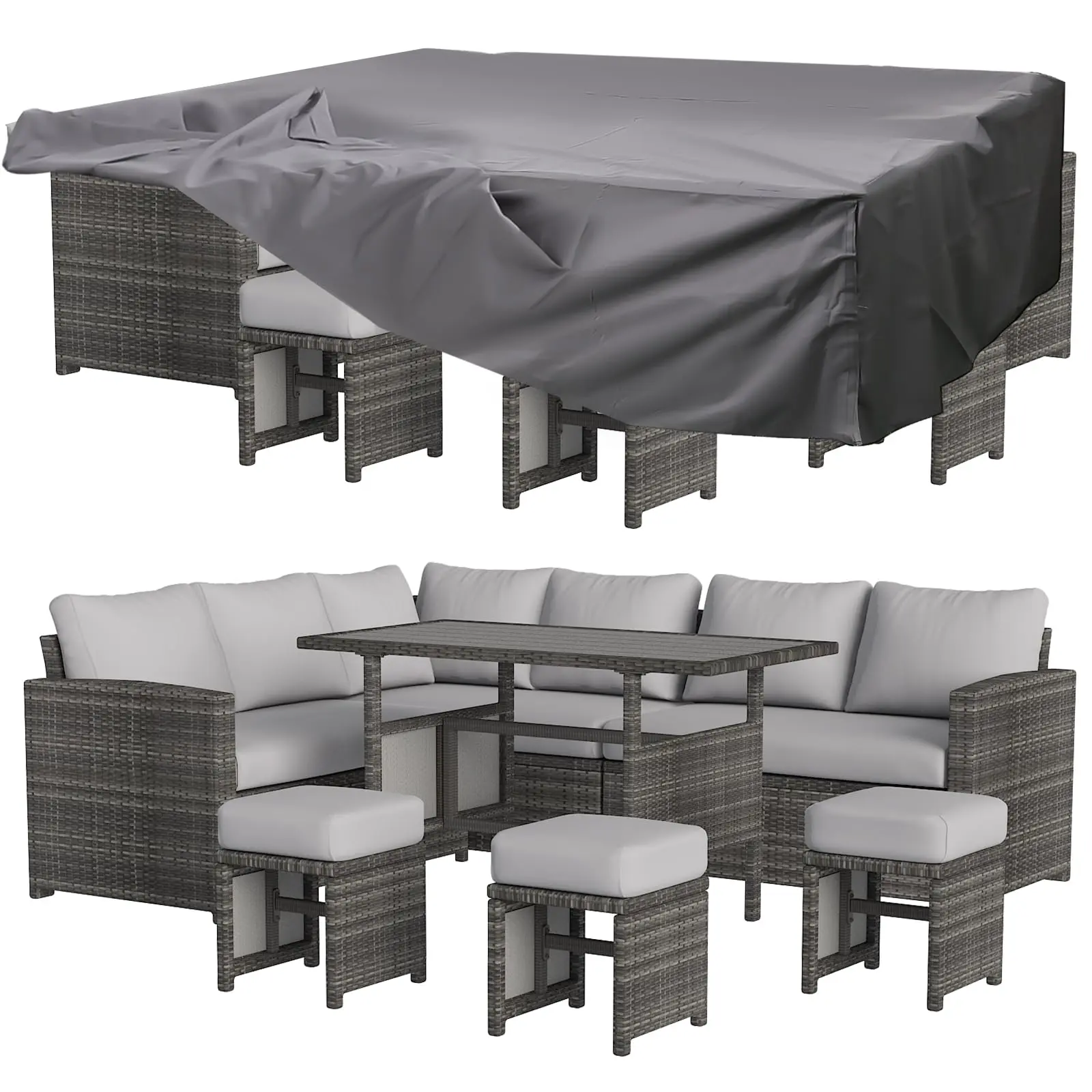 Grey Rattan&light Grey Cushion