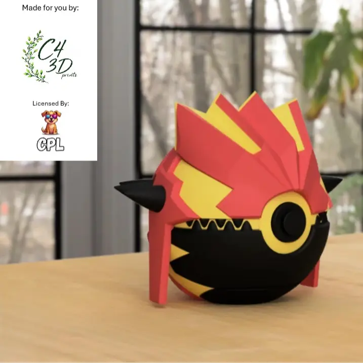 Primal Groudon Ball - 1st Print - High-Quality PLA, 3D Printed Pokeball Figure