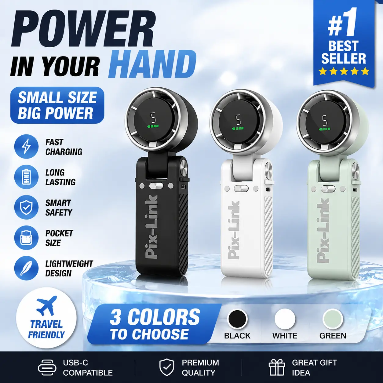 Mini portable handheld fan, powerful personal cooling fan suitable for travel, office, and outdoor use.2026 TikTok Best-Selling Mini Fan