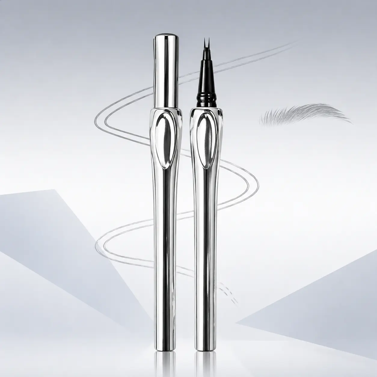 Waterproof Microblading Eyebrow Pen with 2-Tip Fork, Long-Lasting Liquid Brow Filler Cosmetic for Precise Hair-Like Strokes, Soft Ash Black, Single Item, Sensitive, Dry