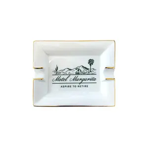 Motel Margarita Landscape Ashtray in White & Gold Unisex