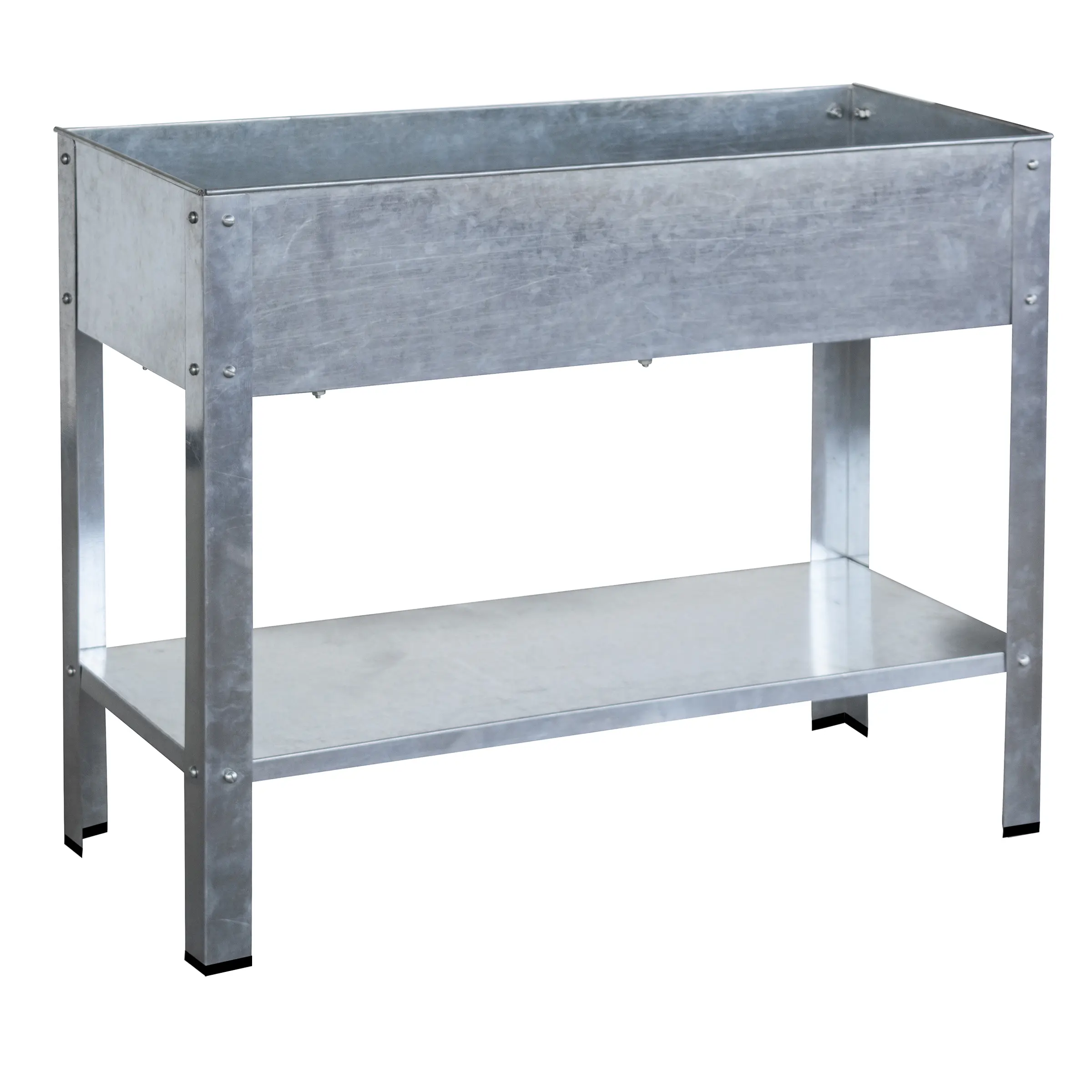 AmeriHome 100% Iron Raised Garden Bed - 0.02" (0.6mm) Galvanized Metal Rectangular Outdoor Container, 40" W x 16" D x 31" H, 1 Center Drain Hole, 22 gal Soil Capacity, 3 cu ft Plantable Space