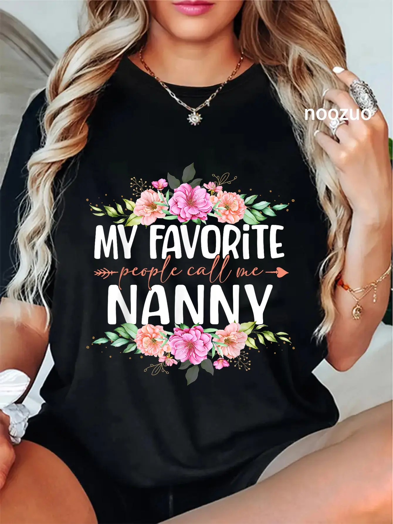 100% Cotton My Favorite People Call Me Nanny Shirt Floral Mother's Day T-Shirt