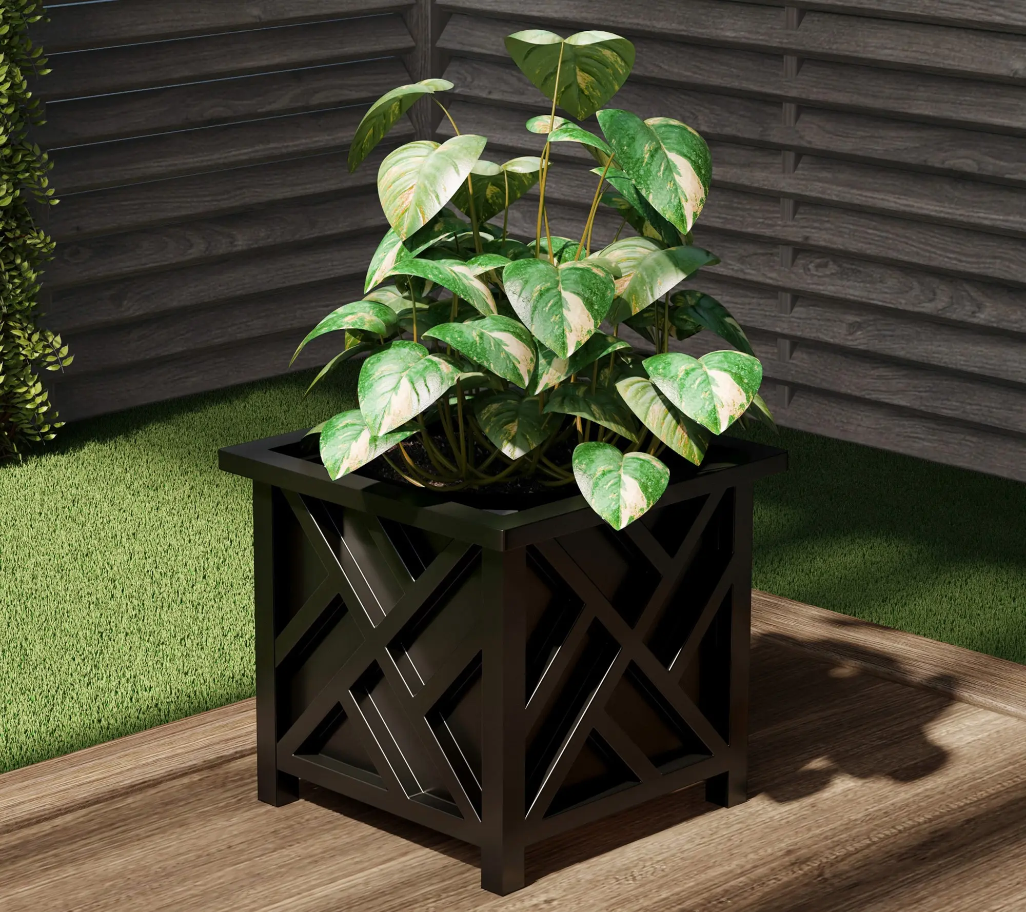 Pure Garden 14.75" Square Decorative Outdoor Flower Planter Pure Garden 14.75" Square Decorative Outdoor Flower Planter