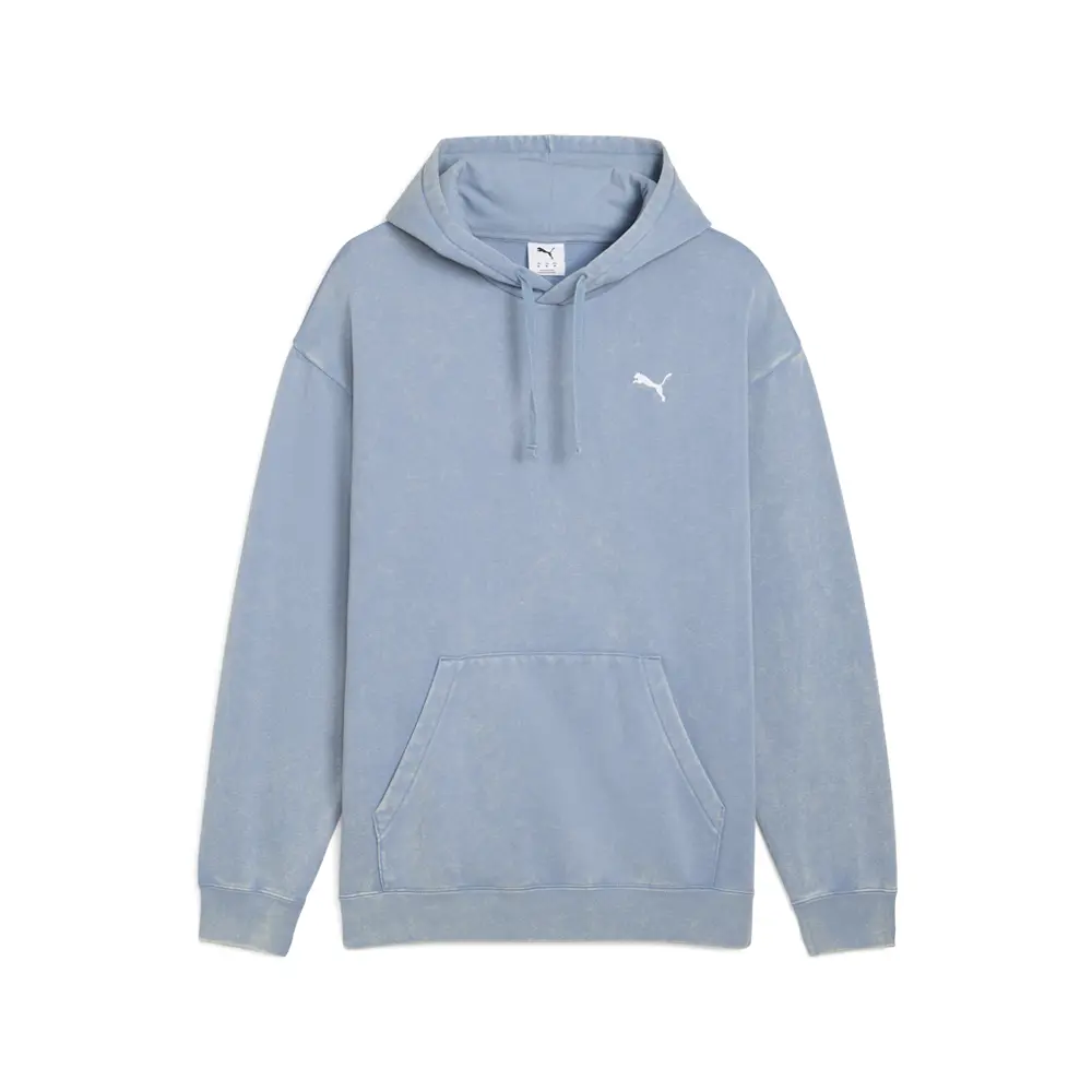 PUMA Mens Elevated Essentials Acid Wash Fleece Hoodie Casual Outerwear Casual - Blue