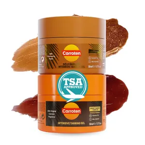 Carroten Mini Intensive + Gold Shimmer Tanning Gels | Travel Size Tan Accelerator & Body Bronzer | Non-Greasy, Water-Resistant | Carrot & Coconut Oil | Vitamin A & E For Hydration | 1.7 oz (Set of 2)