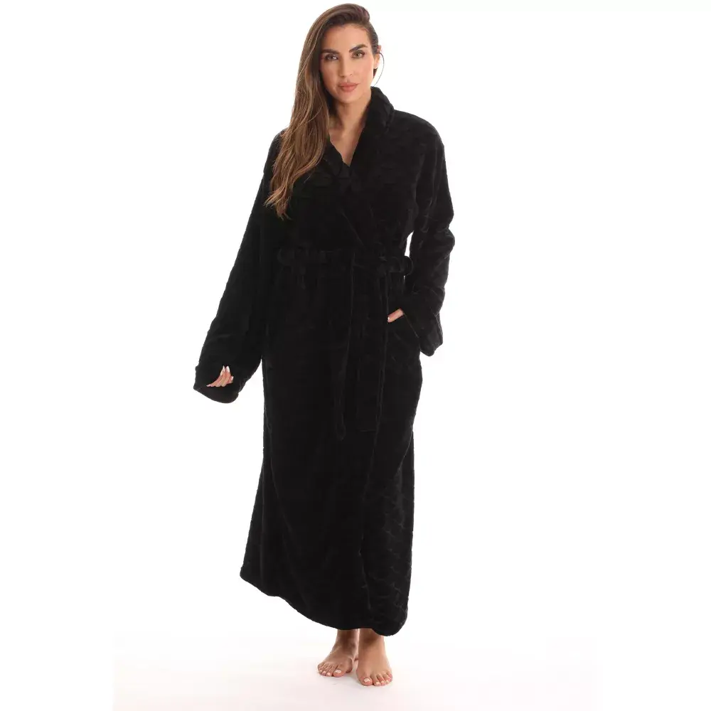 Just Love Velour Robe Bath Robes for Women Maxi Length, Long Sleeve, Classic