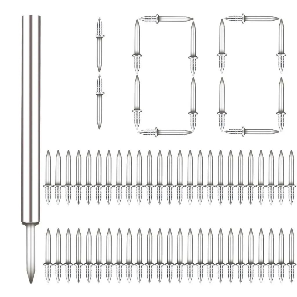 100pcs Wall Panel Seamless Nails Dual Head Screws for Baseboard, Wall Hanging Fastener, Invisible Safety Nails with Socket Tool, DIY Home Improvement Supplies