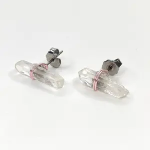 Hypoallergenic Titanium Quartz Stud Earrings for Women