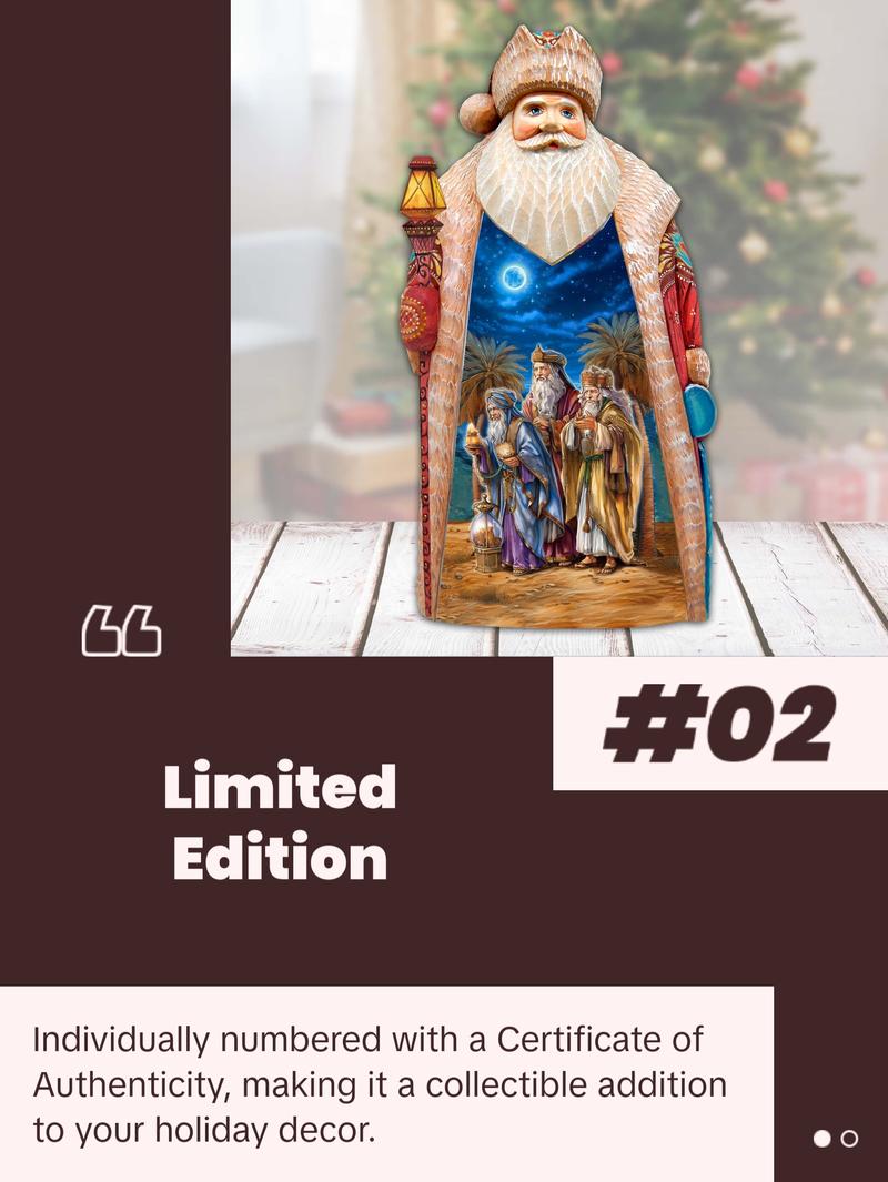 Three Kings Journey Santa Hand-Painted WOODCARVED Masterpiece by G. DeBrekht - Nativity Holiday Decor - 210234SE