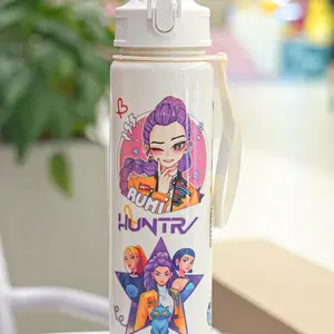 High-Value Water Cup Medium Size Cute Straw Water Bottle Student Bounce with Handle Portable Cartoon Sports Cup, Stylish Drinkware