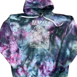 Respect the locals Manatee hoodie,  Nightshade ice dyed hoodie, Ice dyed hooded sweatshirt, tie dyed hoodie Unisex adult Pullover
