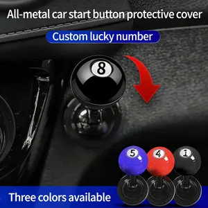DIY Lucky Number Car Start Button Push Start Auto Ignition Button Cover Car Engine Push Start Stop Interchangeable Knob