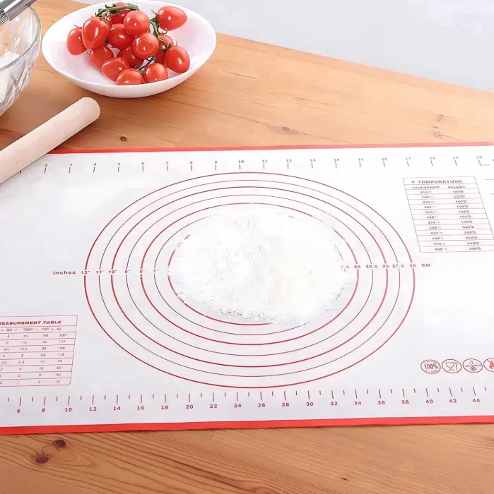 24x16 Silicone Pastry Mat, Non-Slip Baking Mat with Measuring Grid for Dough Kneading and Rolling