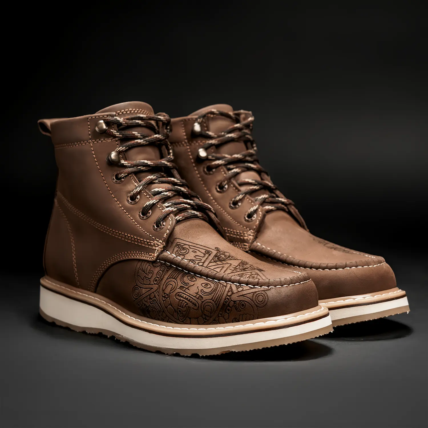 HAMMER Original RAZA AZTECA Leather Work Boots Dual Density Sole Lace Up HAMMER Original RAZA AZTECA Leather Work Boots Dual Density Sole Lace Up