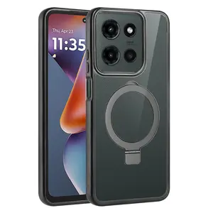 For Motorola Moto G 5G 2025 Magnetic Ring Stand Compatible with Mag-Safe Military Protection Shockproof Matte Translucent Phone Case