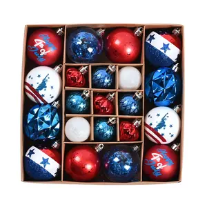 DecorbyHannah 4th of July Decorations, 21ct Patriotic Ornaments Fourth of July Decorations for Tree, Shatterproof Red White and Blue Hanging Tree Decorations for Memorial Day,Christmas Day,Flag Day