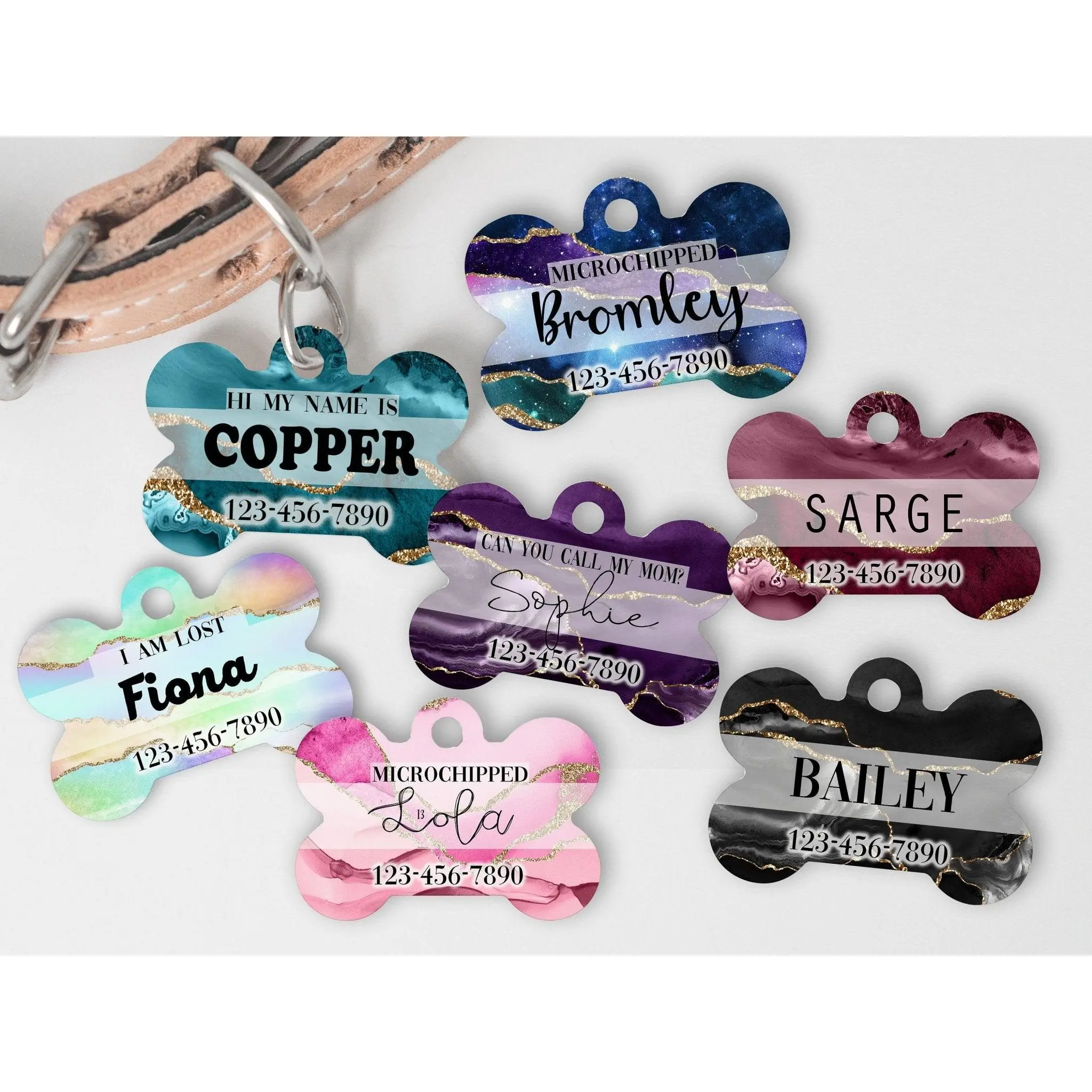 Agate Personalized Dog Collar Tags