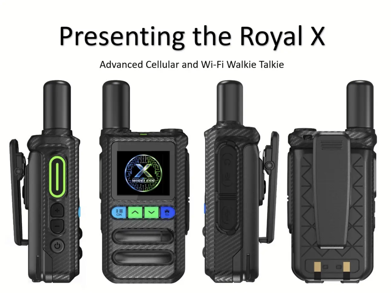 ROYAL X Wireless PoC-LTE/Wi-Fi Walkie Talkie - Professional 2-Way Radio with 3.7V, 3000mAh, Bluetooth, English/Spanish, Triple Net Platform, 1-Yr Limitless Use SIM Card (40 Countries), >> 4.5 Oz, AC Cradle Dock Charger