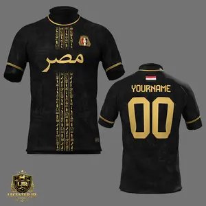 Egypt Heritage Custom Football Jersey – Personalized Name & Number Soccer Shirt, Egypt National Team Inspired Jersey, Black Gold Egyptian Pharaoh Design, Custom Football Fan Gift, Men Women
