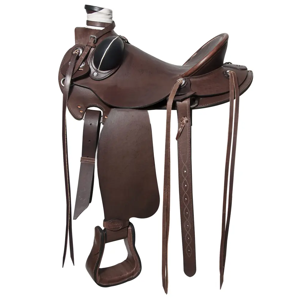 HILASON Western Horse Wade Saddle American Leather Ranch Roping Dark Brown | Hand Tooled & For Horses