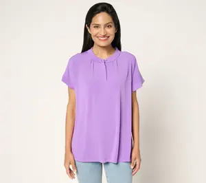 Susan Graver Every Day Liquid Knit Extended Sleeve Henley Top