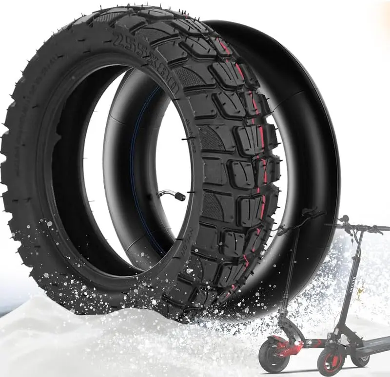 80/65-6 Scooter Tire Electric Scooter 10 inch Tires 255x80 Scooter Tire, 10x3 Scooter Tire [Tire & Inner Tubes] [Thickened] [Non-Slip] [Shockproof] [Bent Mouth Vavle] [Valve Extension and Tire Levers] Portable Scooters