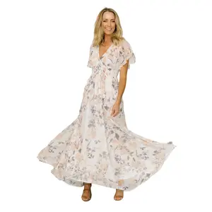 Lynlee Metallic Maxi Dress | Off White Print