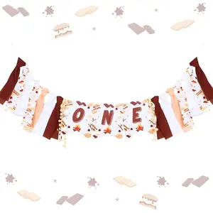 1Set SMores Campfire Camping Birthday Party Supplies  One Highchair  1anniversary Birthday Banner