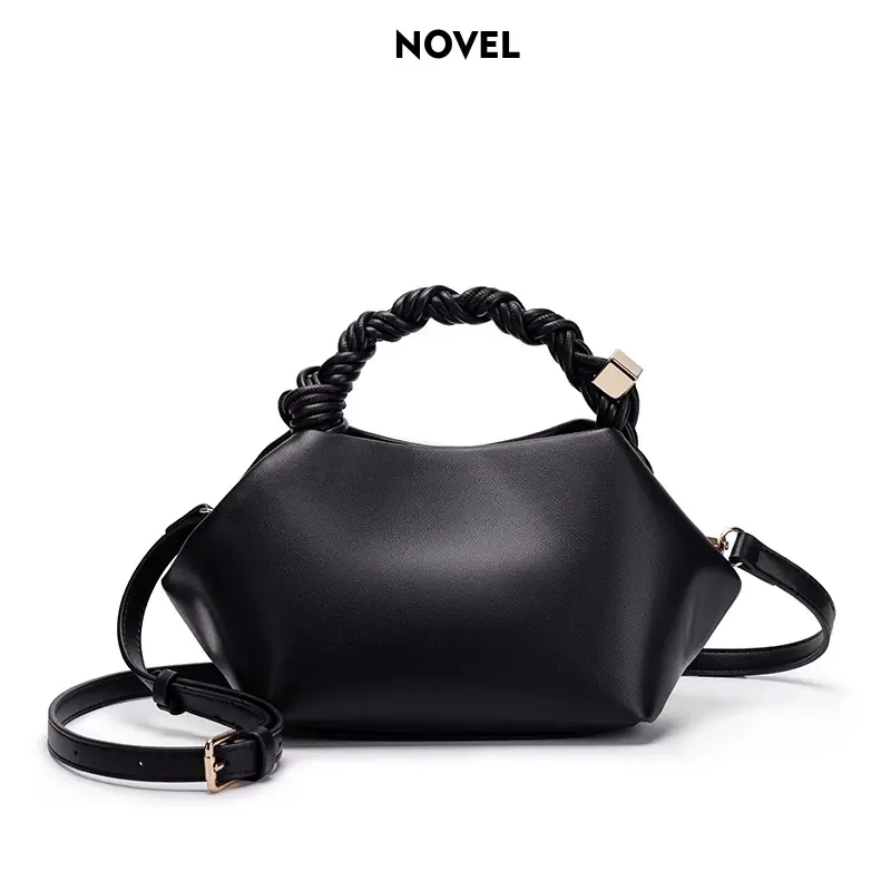 Women's Hexagonal Soft PU Handbag - Chic Hobo Bag with Hand-Woven Handles, Ladu Wrapping, Magnetic Closure, Convertible Shoulder-Crossbody Clutch, Ethnic Chic, Fashionable, Unique Niche Design for Casual Wear