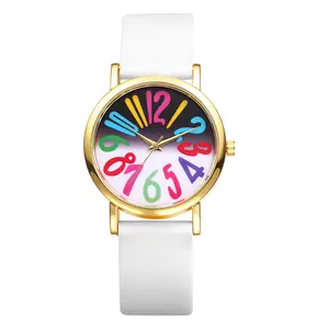 OIDEA Women's Big Face Quartz Watch - Colorful Big Arabic Numbers Dial, Easy-to-Read, Adjustable Silicone White Strap Wristwatch, Practical Gift summerwins,summerwins