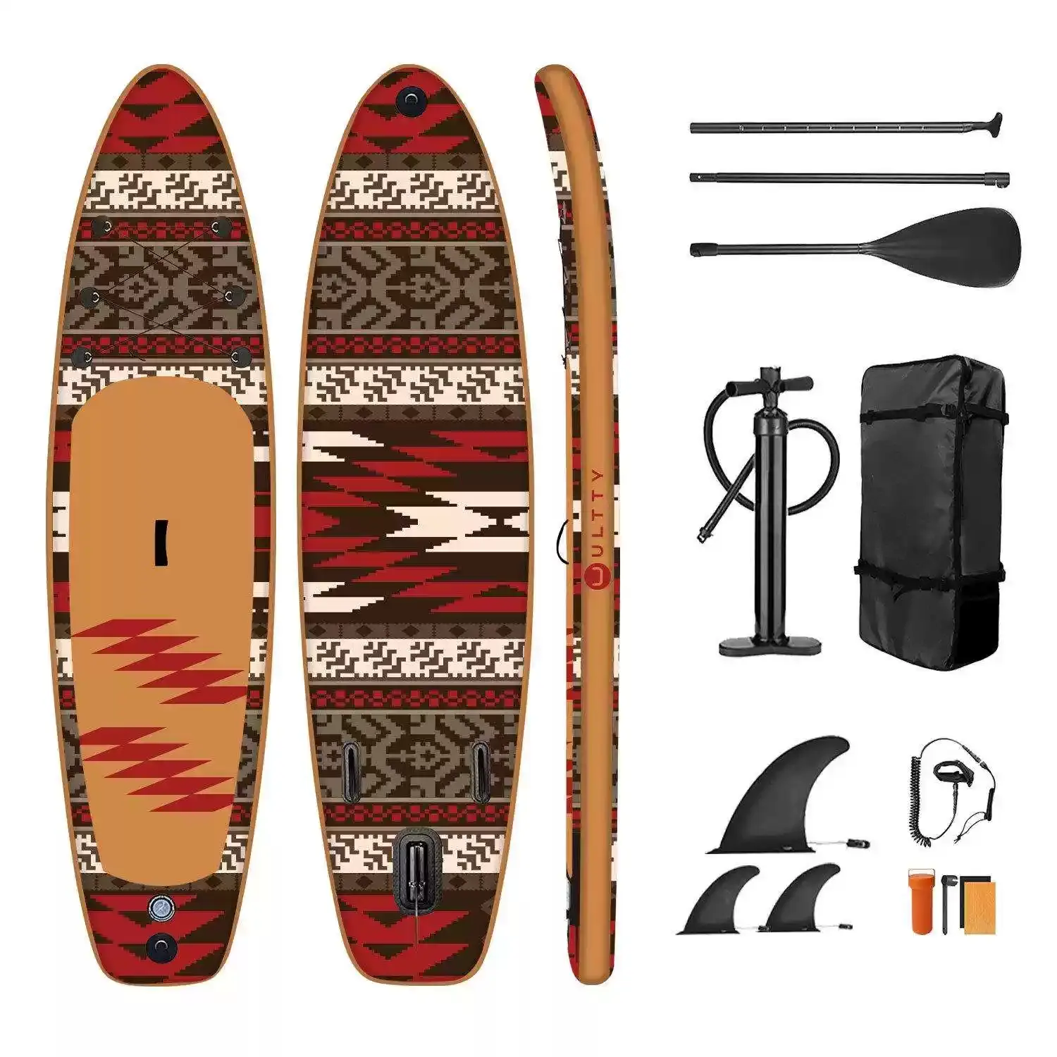 Adult Inflatable Stand Up Paddle Board SUP Board, Portable Foldable Sea Surfing Board, Non-Slip Deck Water Skiing Slide Board for Ocean Lake River Outdoor Water Sports Complete Accessories Set