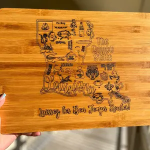 15.5”x11.5” custom engraved bamboo style chopping board
