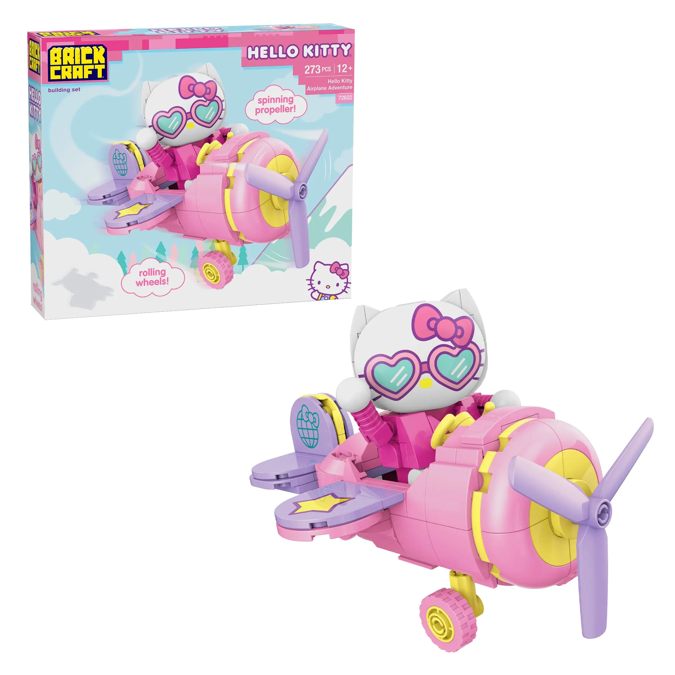 Brickcraft Hello Kitty Airplane Adventure Building Set, 273-Piece Sanrio Collectible Model Kit with Figure for Fans & Collectors 12+